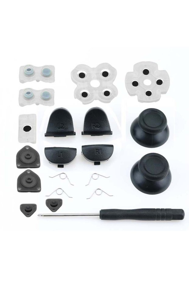 Full Set For PS4 JDM-001 / 011 Controller L1 R1 L2 R2 Trigger Buttons 3D Analog Stick + Conductive R