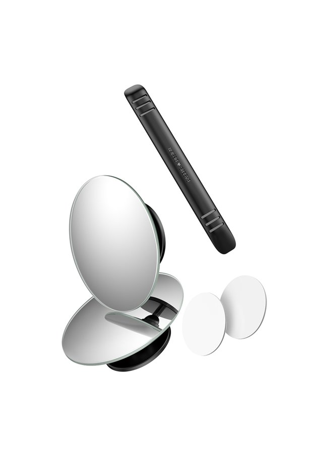 black 2pcs Car Rear View Mirror Full Vision 360 Degree Wide Anger Parking Assitant Wat