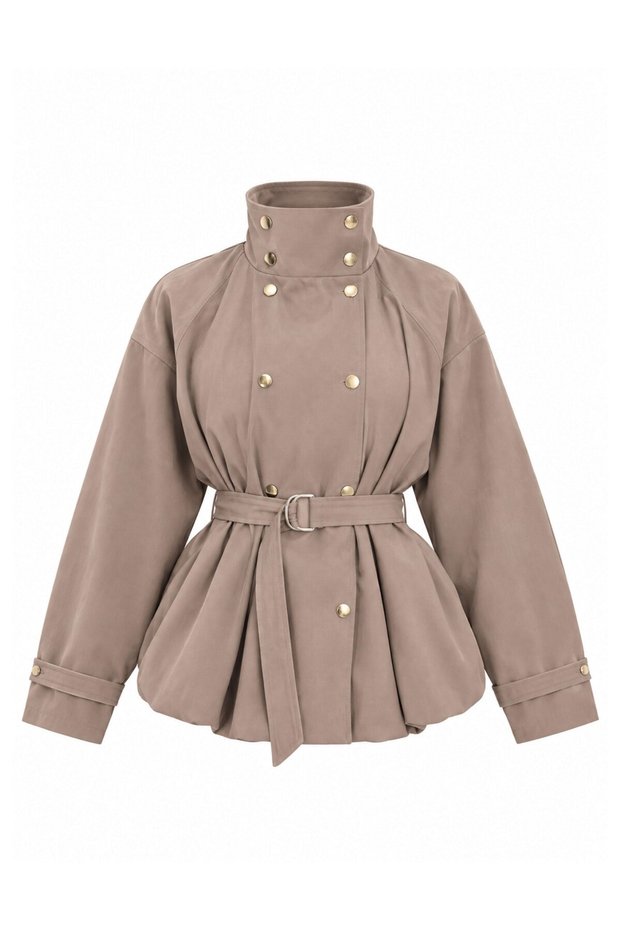 Gold Button Belted Trench