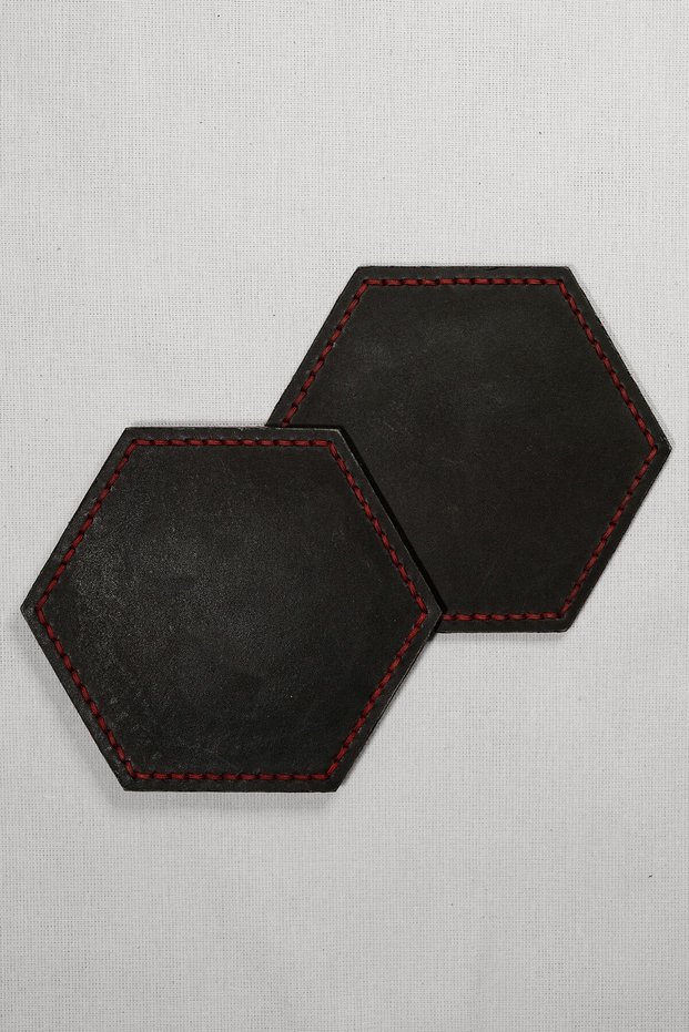 Set of 2 Leather Coasters - Genuine Vegetable Leather - Handmade Coaster