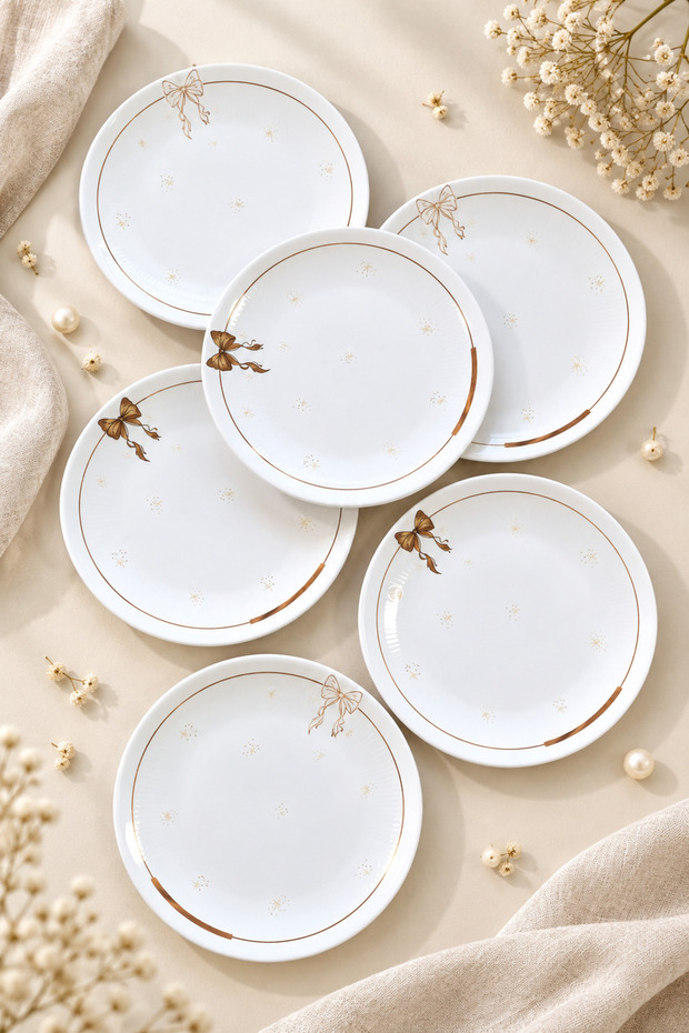 Kurdele Brown 6-Piece Luxury Dessert Plate Set