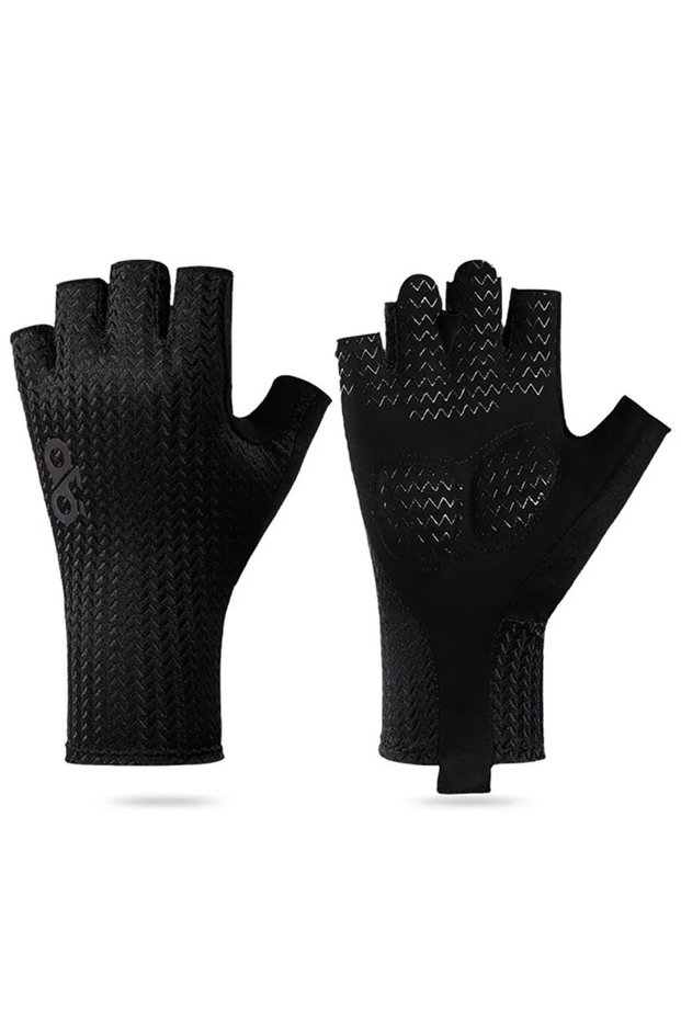 L black Summer Breathable Half Finger Cycling Gloves Ultralight Road Bike Gloves Anti-Slip Silicone