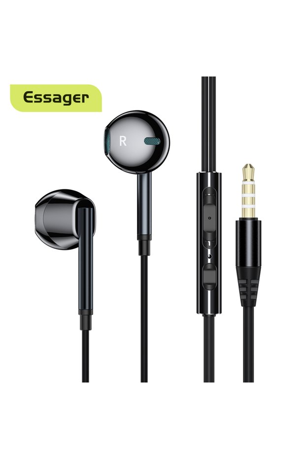 Black 3.5mm In Ear Wired Headphone With Microphone For Xiaomi Redmi Samsung Computer
