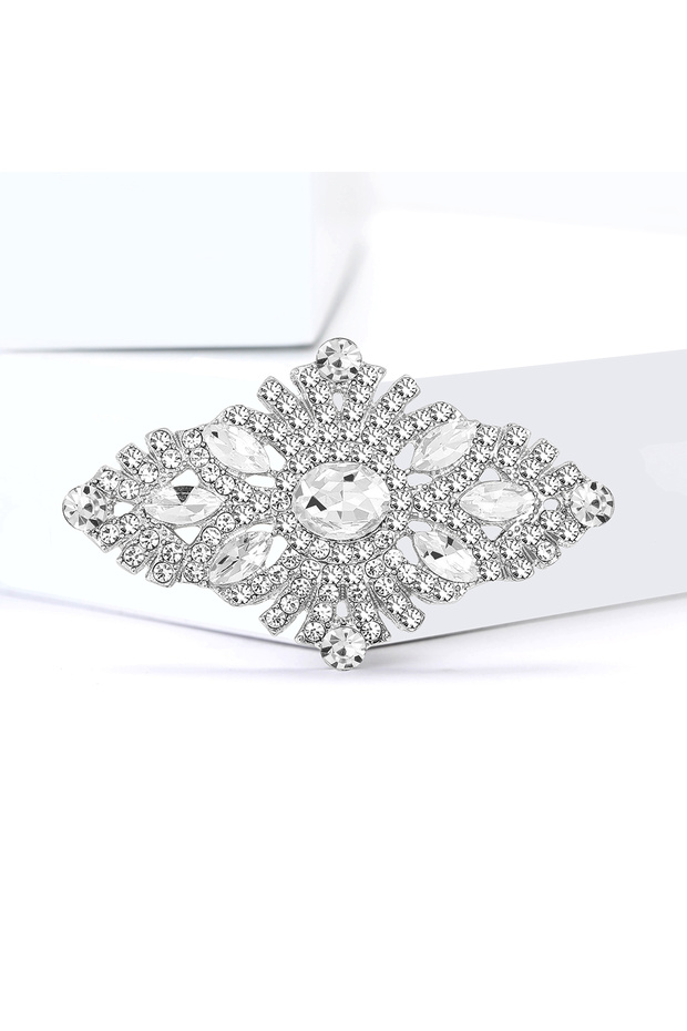 Silvery4844 Trendy Rhinestones Bridals Brooches for Women Unisex Flower Design Pins Banquets Party B