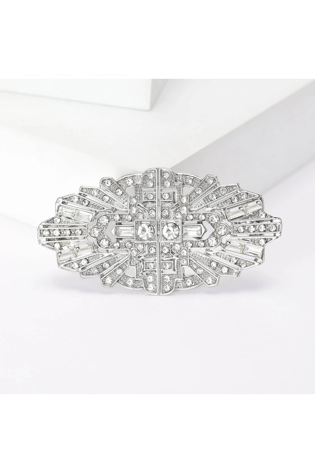 Silvery4090 Trendy Rhinestones Bridals Brooches for Women Unisex Flower Design Pins Banquets Party B