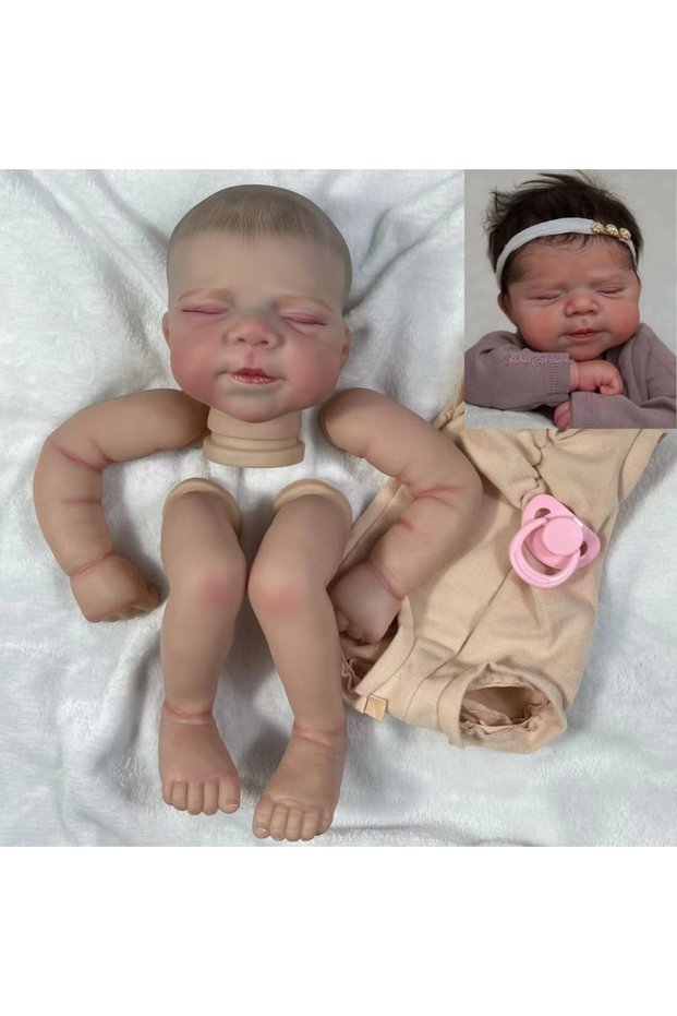 Painted Doll Kit 18 Inch Reborn Pascale 3D Painted Skin Kit With Rooted Eyelashes and Cloth Body Una