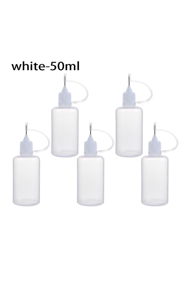 White-50ml-5pcs 5pcs/set 5/10/20/30/50/100ML Needle Tip Glue Applicator Bottle for Paper Quilling DI