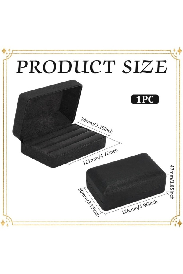 AECH02-15733 1pc Leather Ring Storage Box 4.96x3.15x1.85 Rectangle PU Leather Rings Storage Box with