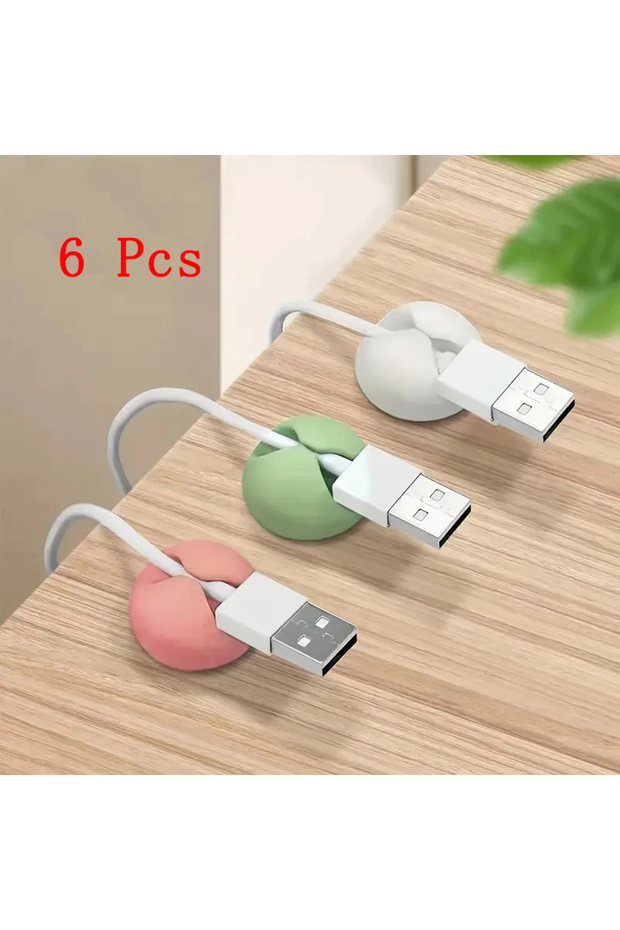 6pcs-color-mixing Cable Organizer Silicone USB Cable Management Clips Desktop Wire Manager Cord Hold