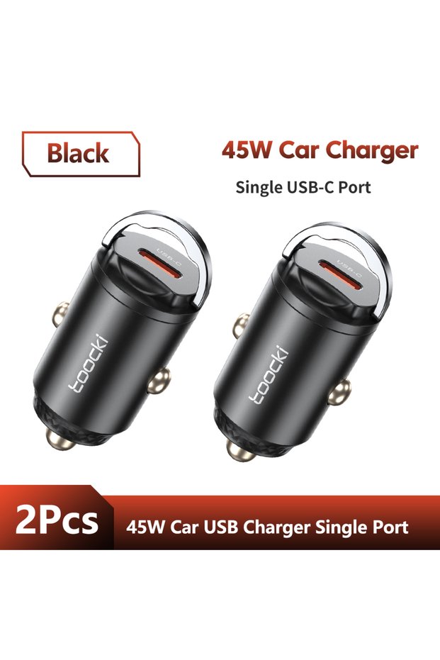 2Pcs 45W Car Charger QC4.0 PPS Fast Charging Pull Ring Type C Car Phone Charger For iP