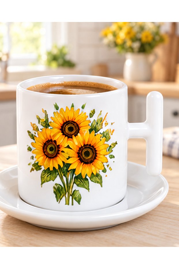 Sunflower Bouquet Patterned Colorful and Stylish Coffee Cup