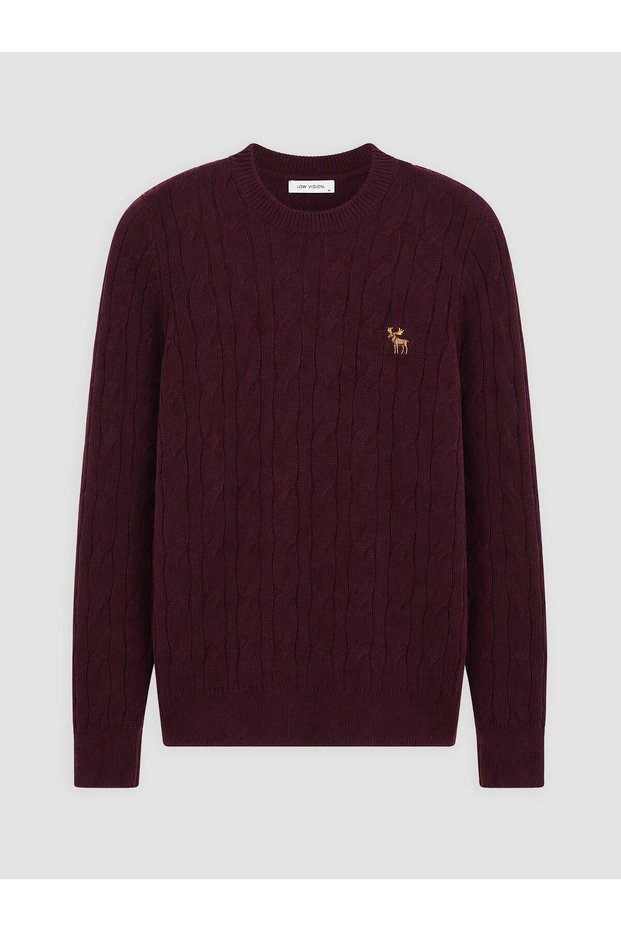 Peak New Season Burgundy Crew Neck Men's Knitwear Sweater