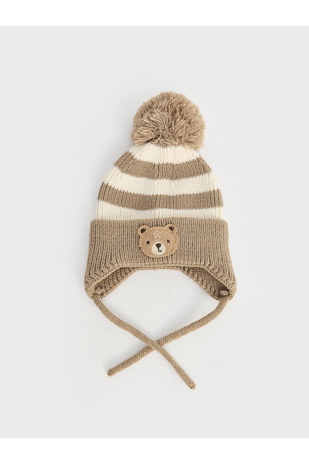 Özmarka New Season Beige Pom-Pom Baby Boy Winter Hat