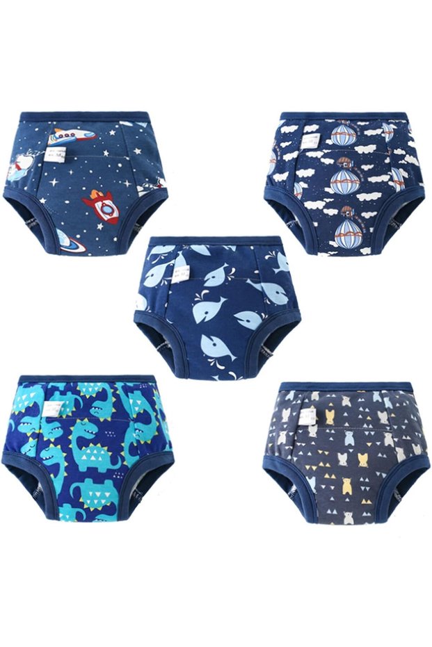 5PCS Baby Potty Training Underwear, Breathable Potty Training Pants, Toddler Training Underwear for 0-3 Years Baby Strong Absorbent Cotton Training Pants (Boy, M)