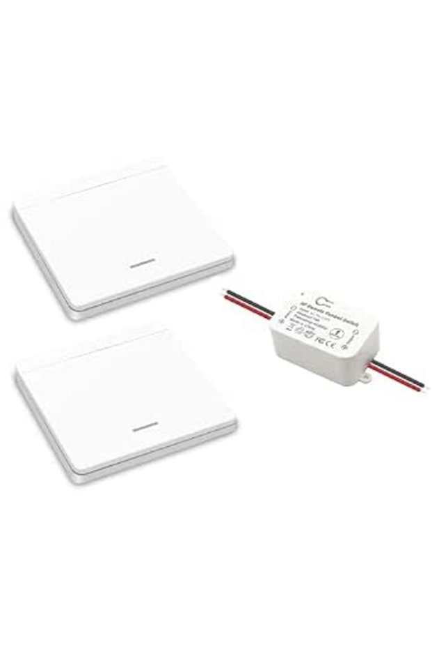 مفتاح إضاءة لاسلكي 86 للتركيب على الحائط مع مفتاح أمان RF ووحدة تحكم استقبال بقوة 10 أمبير، بدون أسلاك