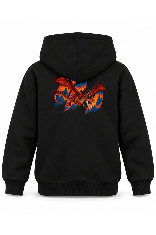 How to Train Your Dragon Red Stripes Printed Black Kids Hoodie