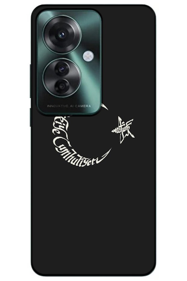 Oppo Reno11 F 5g Compatible Case Moon Star and Atatürk Silicone Case (Printed)