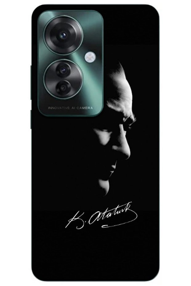 Oppo Reno11 F 5g Compatible Case Mustafa Kemal Atatürk Black Silicone Case (Printed)