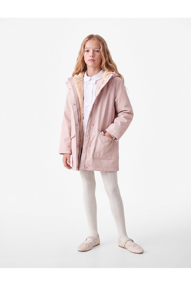 Long Sleeve Hooded Coat with Pockets and Shawl Collar