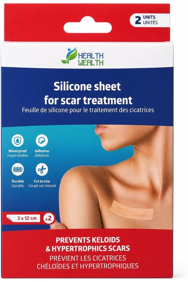 HC Advanced Skincare Silicone Scar Sheets, Professional Gel Strips For Scars Caused By C-Section, Body Scar, Surgery, Burns, Injuries Acne, And Stretch Marks Patch Away, 4 Reusable Sheets