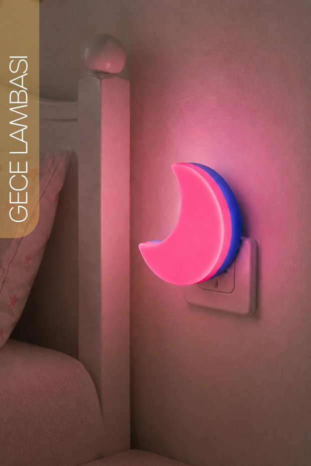 Half Crescent Moon Night Light with On/Off Button Corridor Hall Light Sleep Light Pink K6975
