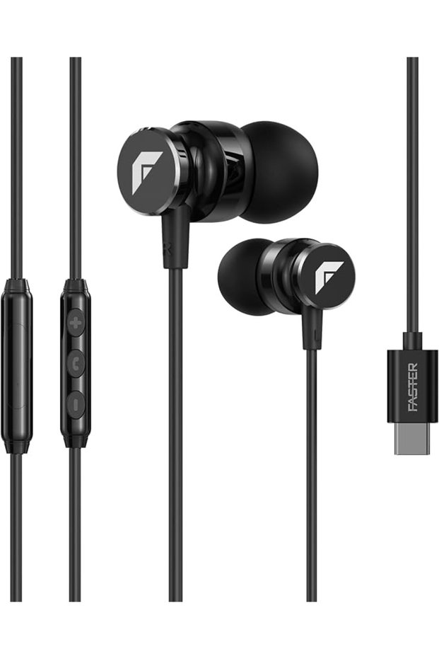 سماعات أذن سلكية FASTER SH-2C Raven بمنفذ USB-C مع ميكروفون، كابل بطول 3.9 قدم
