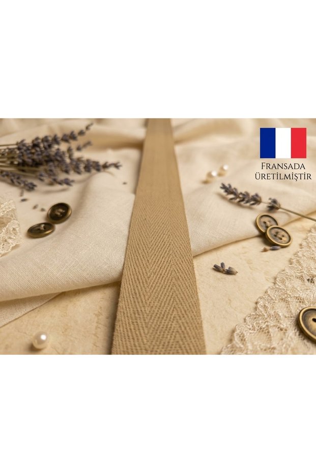French Cotton Herringbone Ribbon / Decorative Ribbon 24mm - 10 Meters