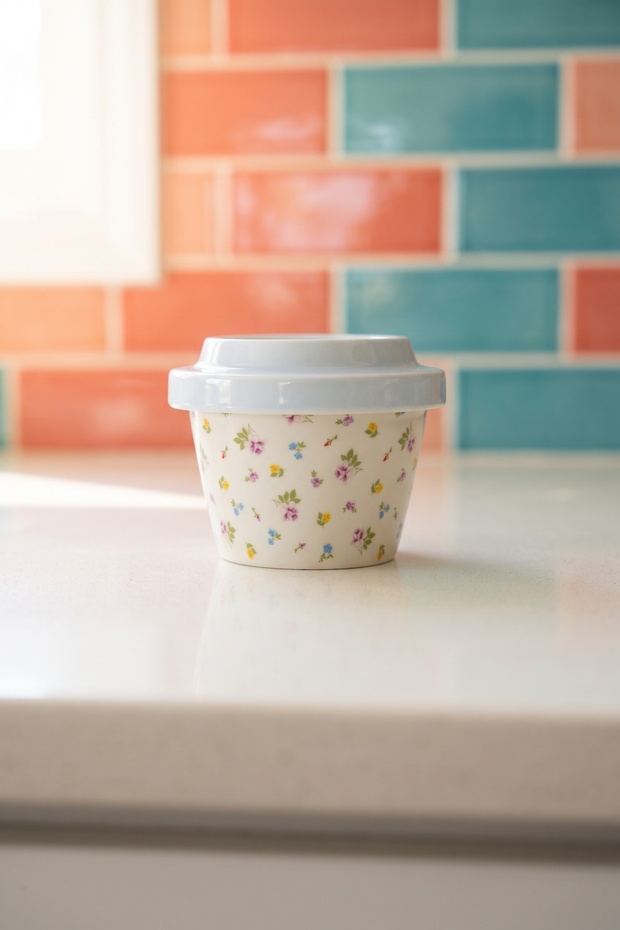 Silk Petal Porcelain Jar with Lid Light Blue - 160 ml