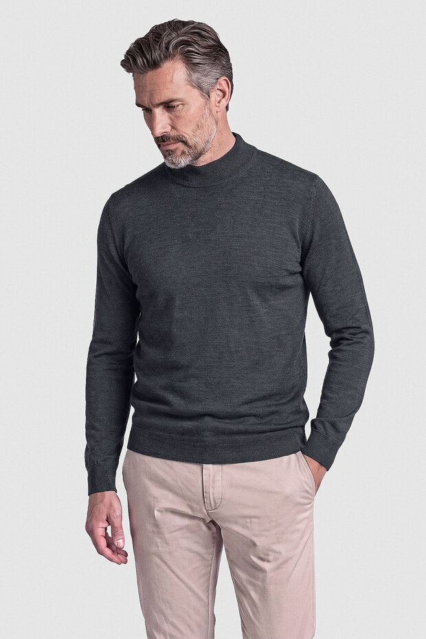 Anthracite Half Turtleneck Long Sleeve Men's Knitwear