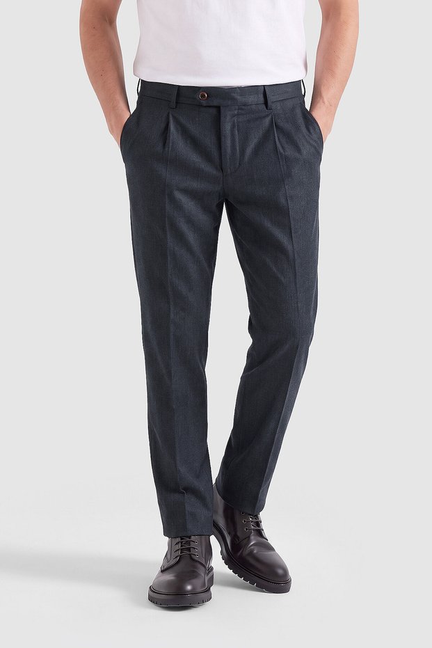 Anthracite Double Pleated Men's Classic Trousers