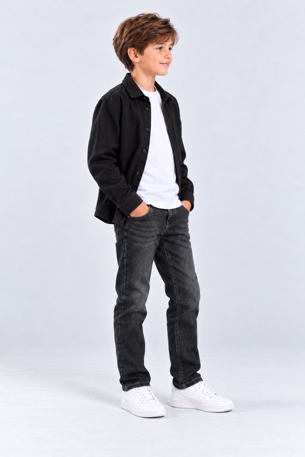 Boy's Denim Trousers Lycra Distressed Fit Straight Leg Pocketed Jean Ak1213