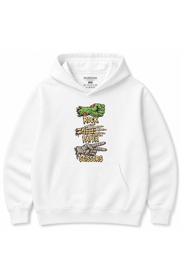 Zombie Rock Paper Scissors - Funny Horror Skeleton Hand Graphic Hoodie