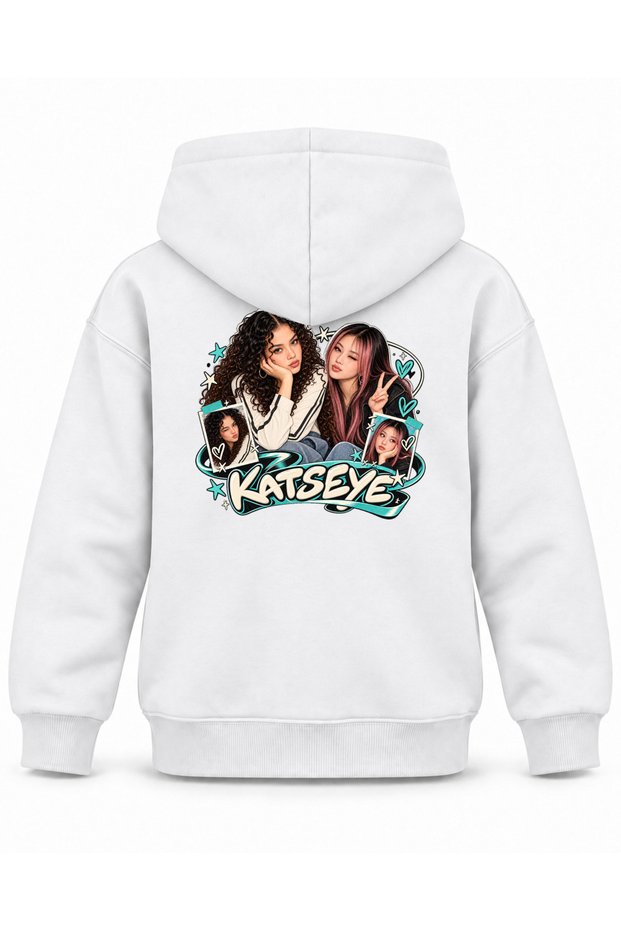 Katseye Stitched Photo Character Printed Children's Hooded Sweatshirt