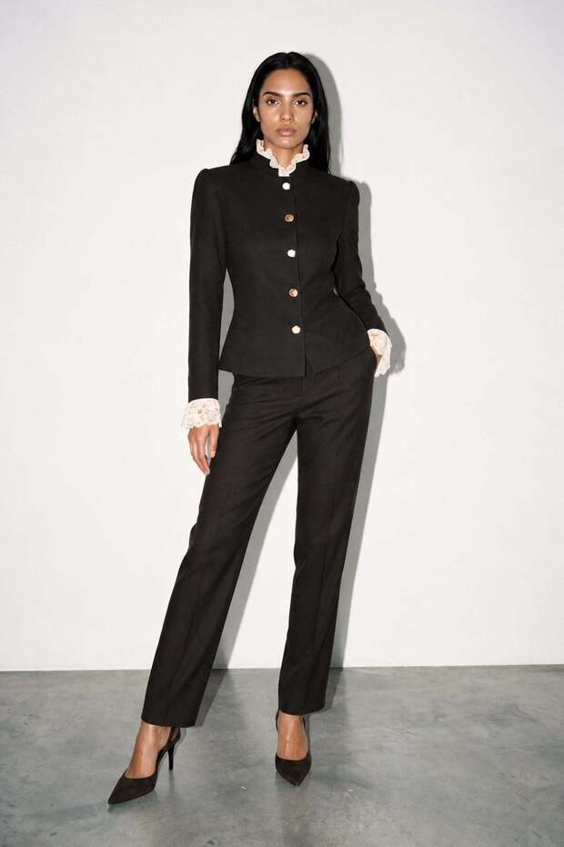 Bitter-Brown Straight-Cut Trousers with Pocket Detail