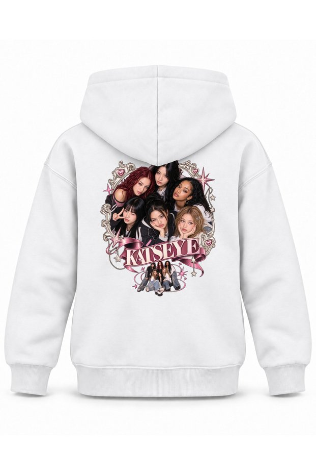 Katseye Broken Frame Portrait Printed Children's Hooded Sweatshirt