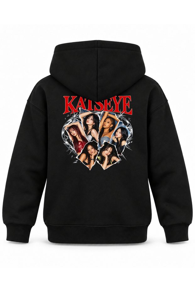 Katseye Crystal Collage Printed Children's Hooded Sweatshirt
