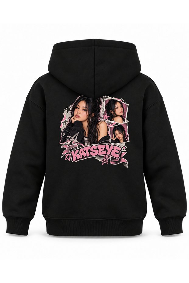 Katseye Ripped Cuff Character Printed Children's Hooded Sweatshirt