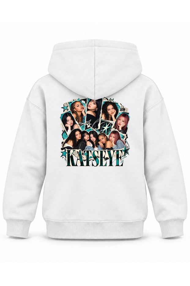 Katseye Ripped Cuff Portrait Printed Children's Hooded Sweatshirt