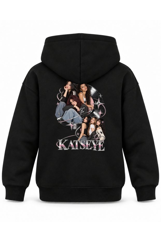 Katseye Pikap Daire Editorial Printed Children's Hooded Sweatshirt