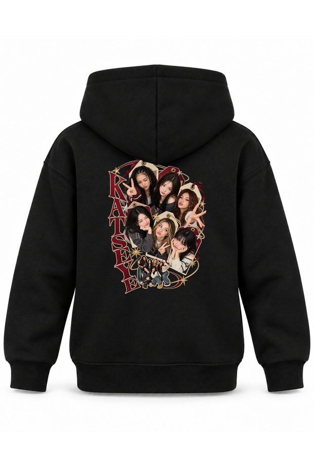 Katseye Display Case Label Scene Printed Children's Hooded Sweatshirt