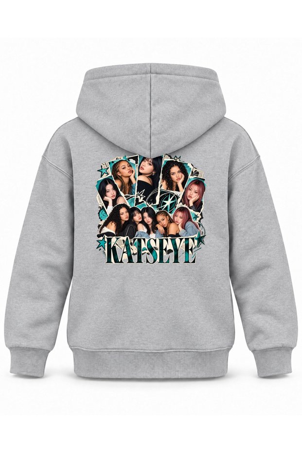Katseye Ripped Cuff Portrait Printed Children's Hooded Sweatshirt