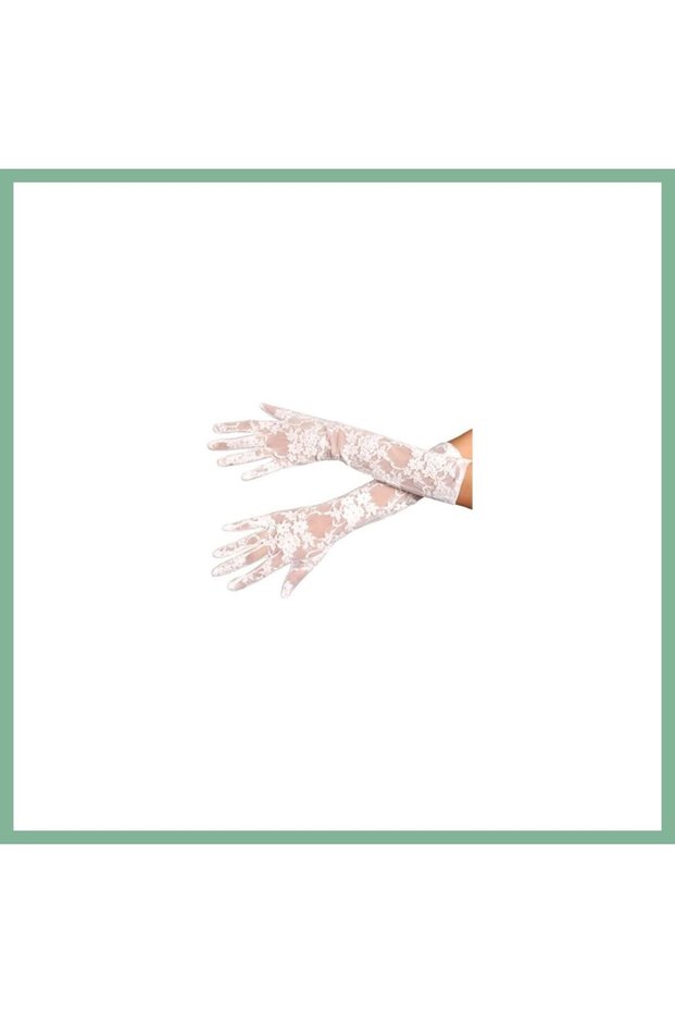 White Color Medium Size Lace Gloves Bsk2026