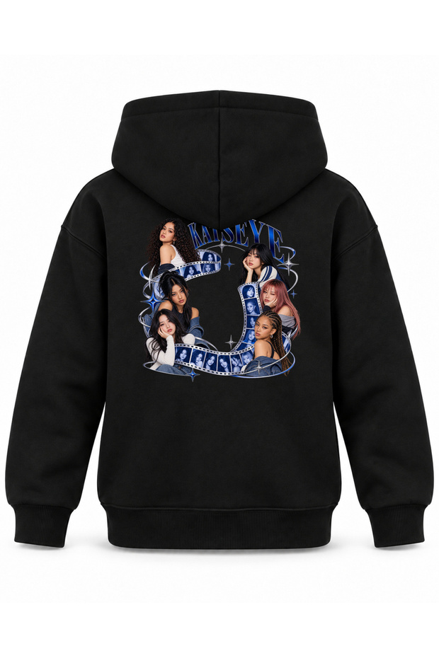 Katseye Double Spiral Portrait Printed Children's Hooded Sweatshirt