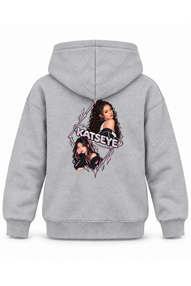 Katseye Diamond Sticker Character Printed Children's Hooded Sweatshirt