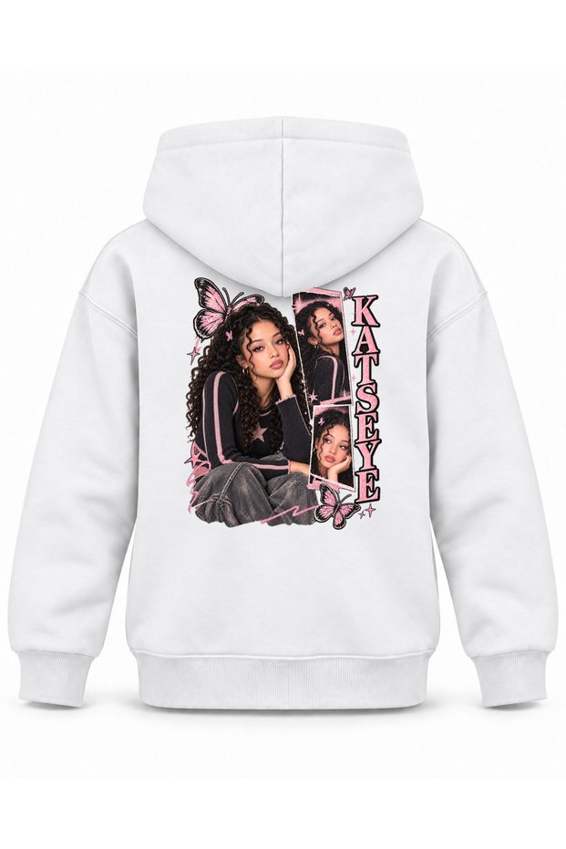 Katseye Butterfly Clip Graphic Printed Children's Hooded Sweatshirt