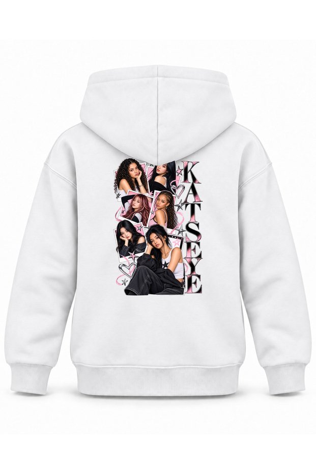 Katseye Polaroid Chain Portrait Printed Children's Hooded Sweatshirt
