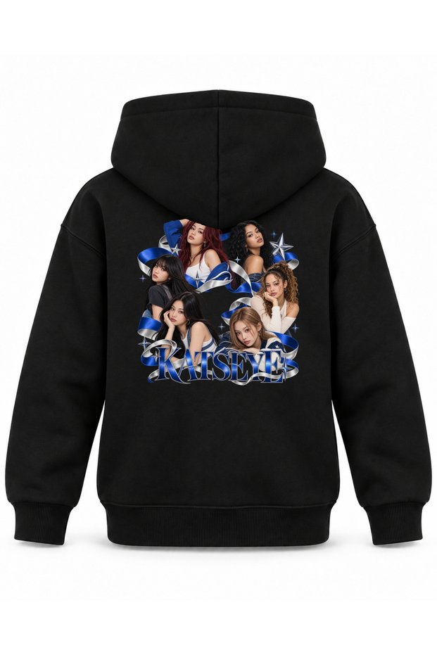Katseye Ribbon Knot Portrait Printed Children's Hooded Sweatshirt