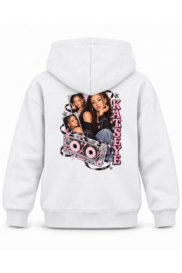 Katseye Cassette Tape Cover Character Printed Children's Hooded Sweatshirt