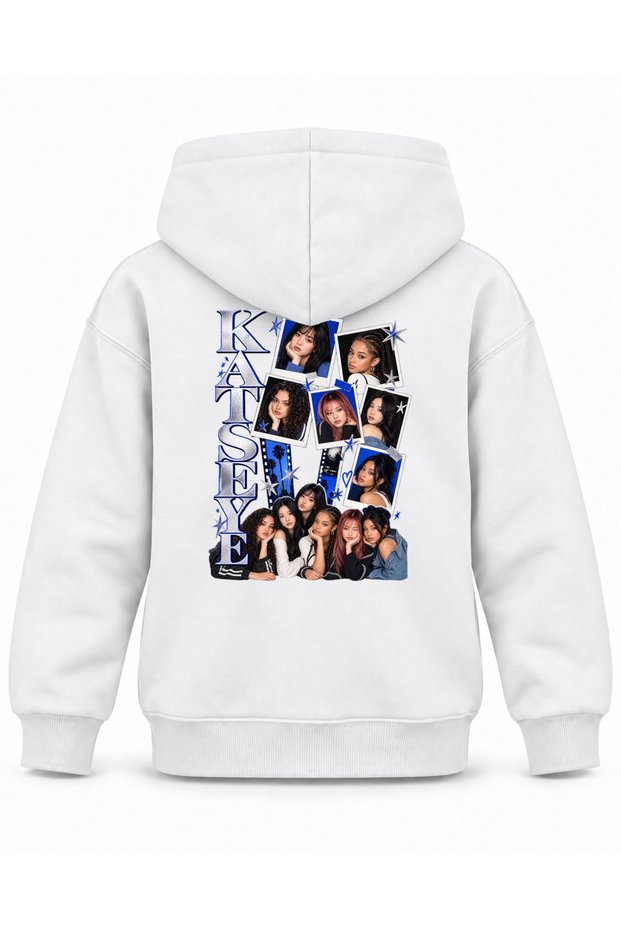Katseye Polaroid Chain Graphic Printed Children's Hooded Sweatshirt