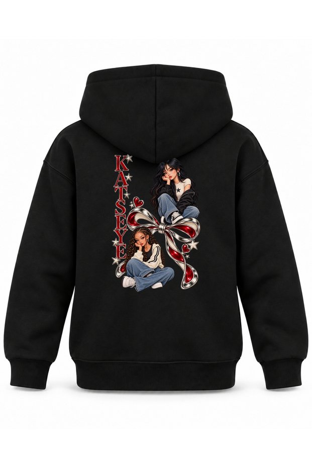 Katseye Chrome Bow Character Printed Children's Hooded Sweatshirt